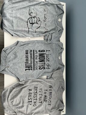 Grey Graphic Baby Bodysuit One-Piece - Playful Text Designs